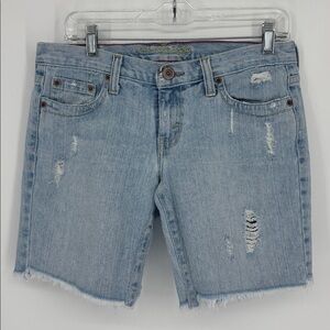Vintage Y2K American Eagle Raw Hem DIY Cutoff Distressed Denim Shorts Size 6